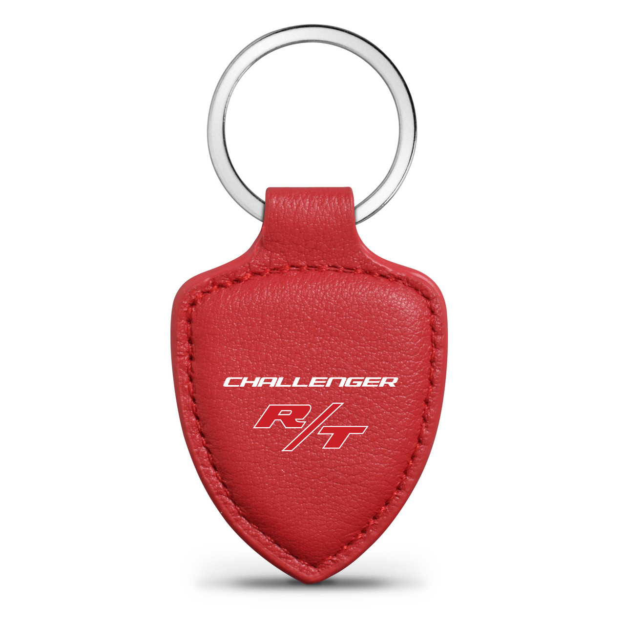 Dodge Challenger R/T Soft Real Red Leather Shield-Style Key Chain