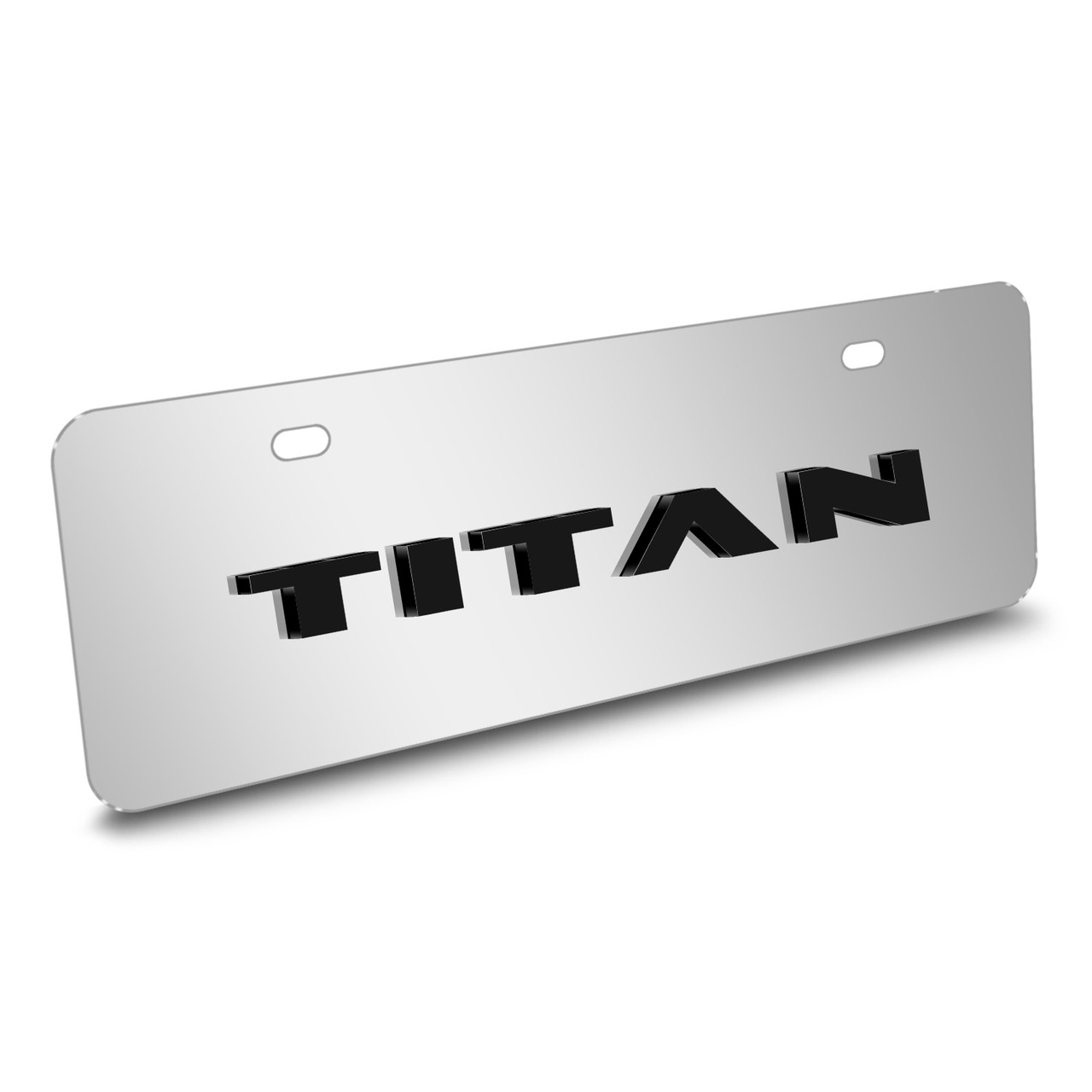 Dual 3D Black Logo Chrome License Plate Frame For Nissan Titan - Stainless Steel