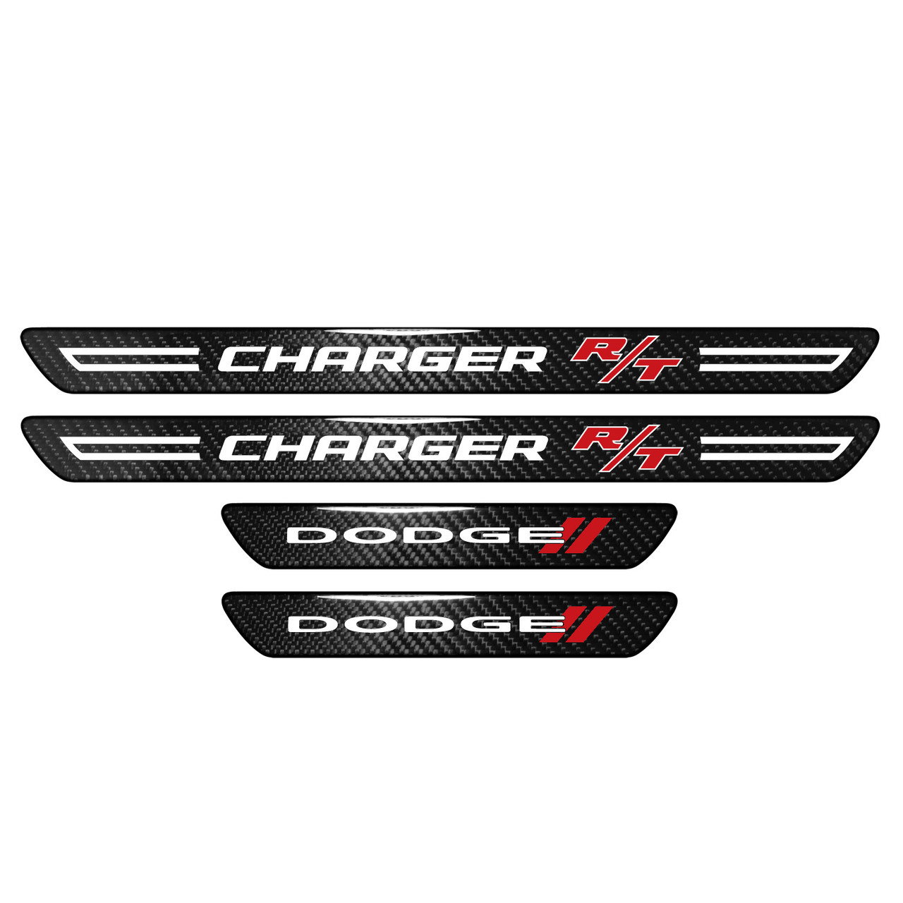 IPick Image Real Carbon Fiber Door Sill Protectors For Dodge Charger - Set Of 4, Black