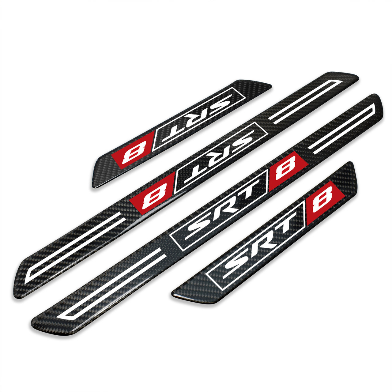 Ogasaka facet スプリッドボード　Karakoramシール　セット SRT-8 Logo Black Real Carbon Fiber 4 Pcs Universal Car Door Sill