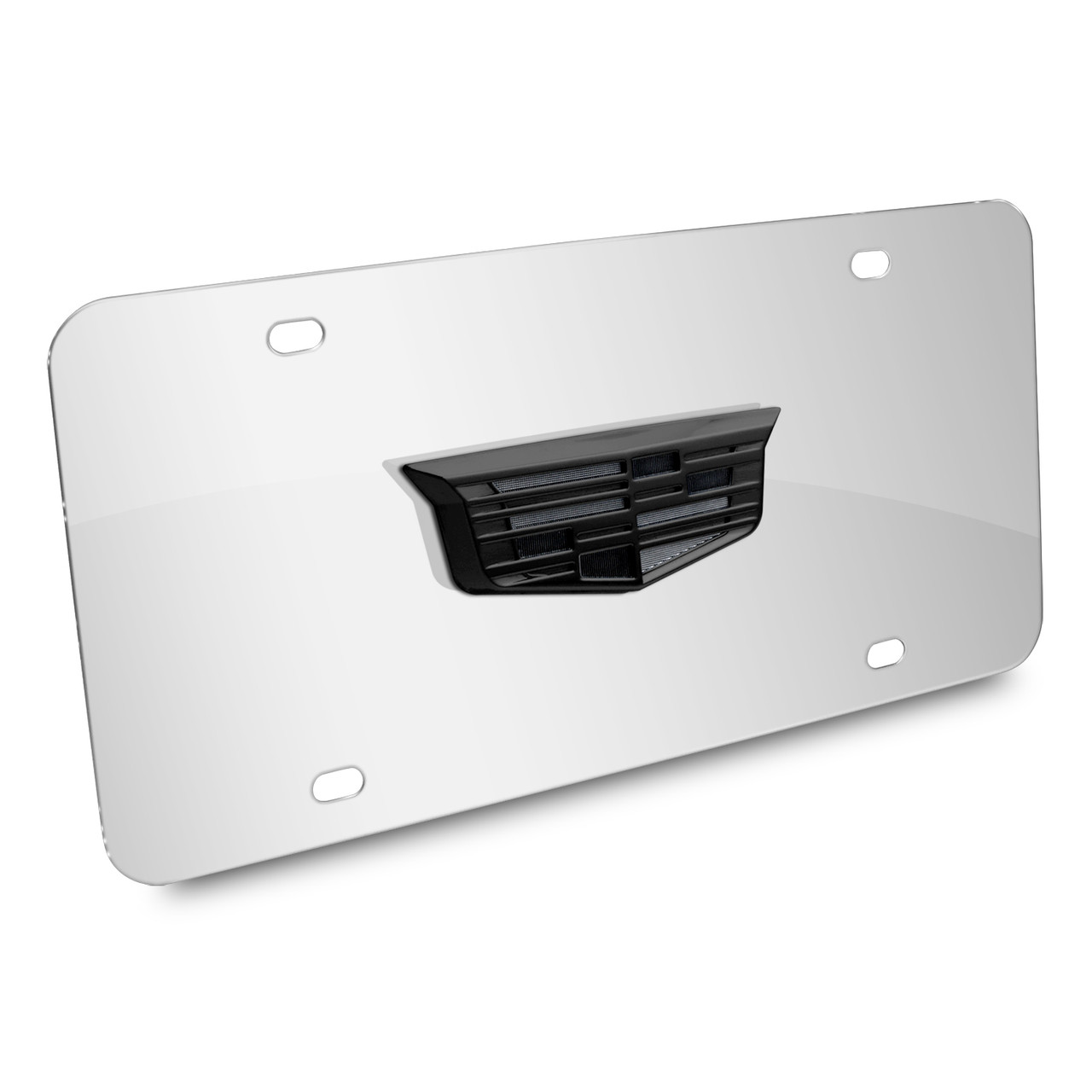 Cadillac 3D Crest Logo in Gunmetal Dark Gray on Chrome Stainless Steel