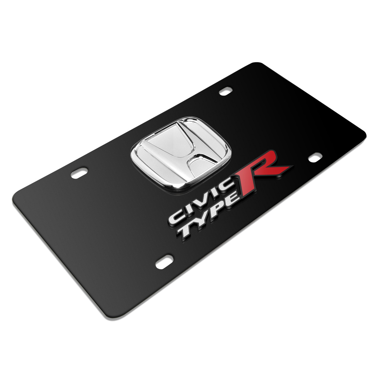 iPick Image for Honda Civic Si 3D Black Metal Logo Dual on Mirror Chrome Stainless Steel License Plate, Frames - Canada