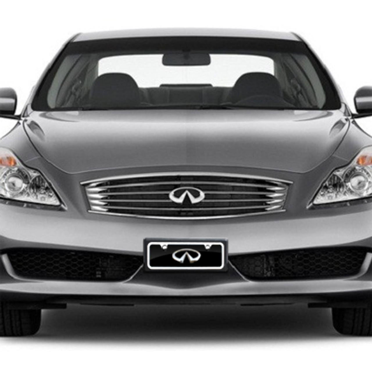 Infiniti 3D Logo Halfsize Black Acrylic License Plate with Chrome