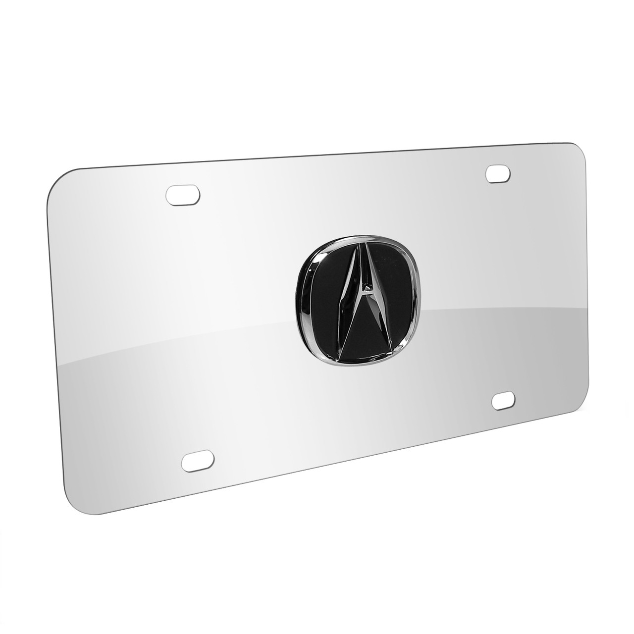 Acura 3D Logo Chrome Steel Half-size License Plate