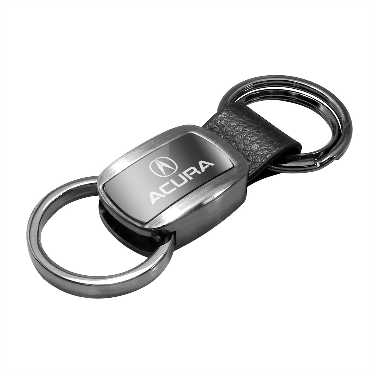 Acura Black Chrome Metal with Genuine Leather Accent Key Chain - Car ...