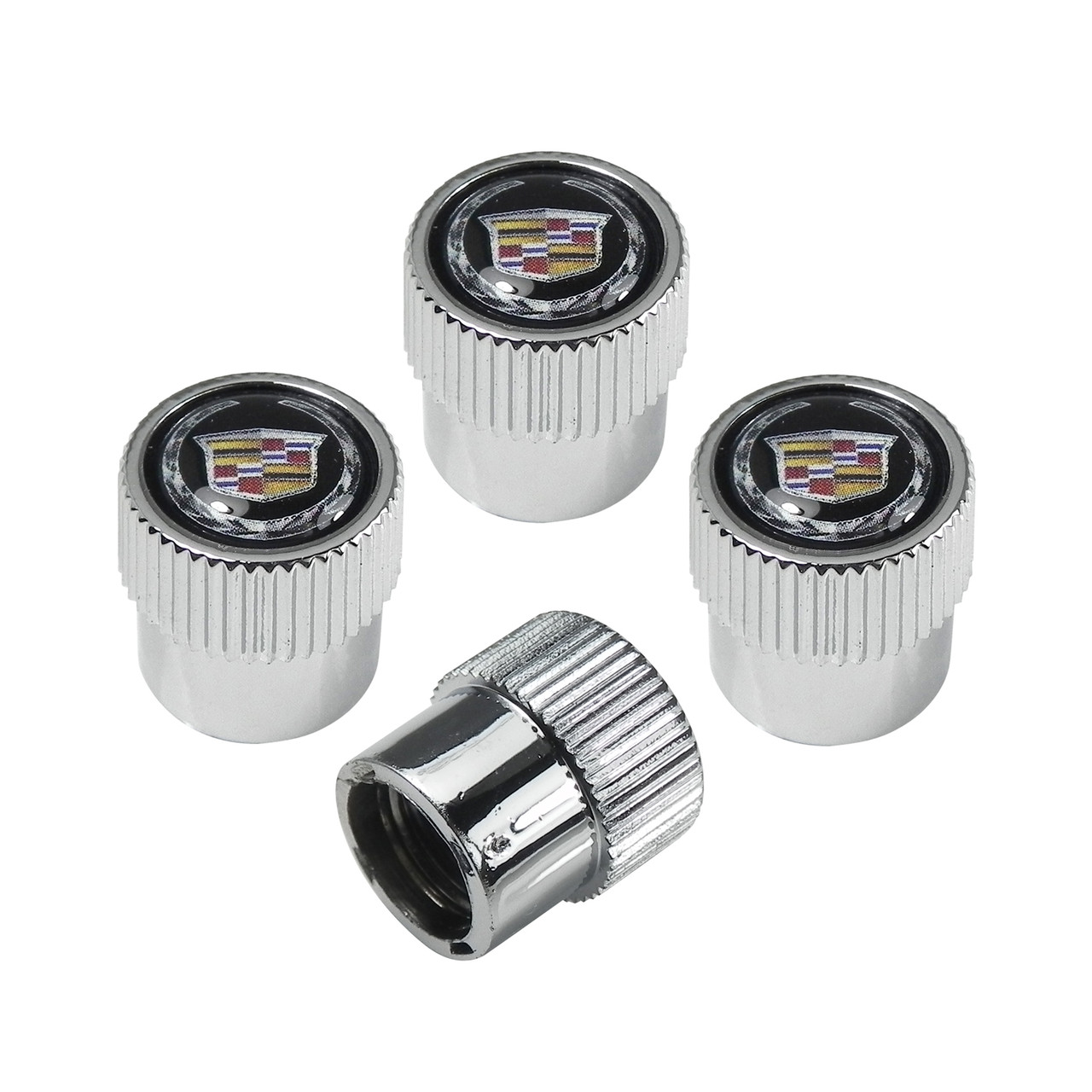 Cadillac Color Logo Chrome Tire Stem Valve Caps Car Beyond Store