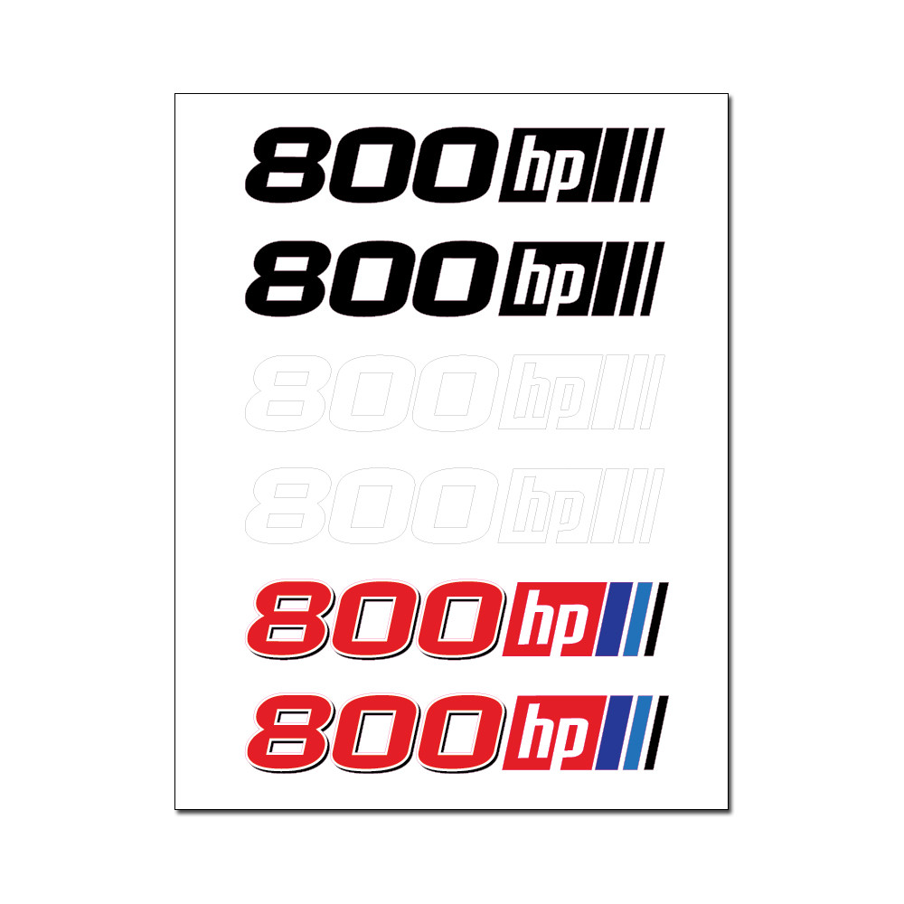 800 Horsepower 6 Vinyl Graphic Car Stickers Sheet - Car Beyond Store