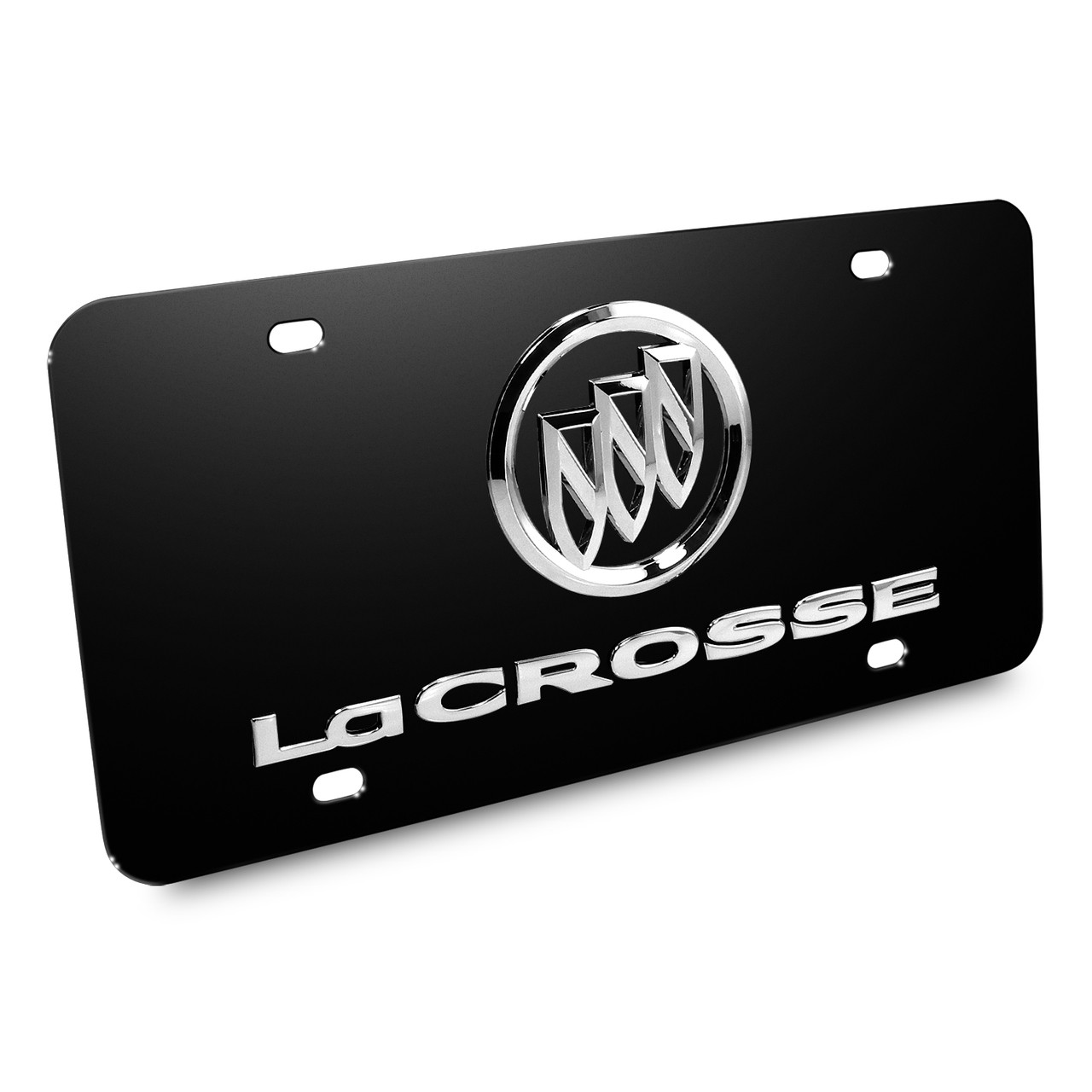 Buick LaCrosse 3D Double Logo Black Stainless Steel License Plate