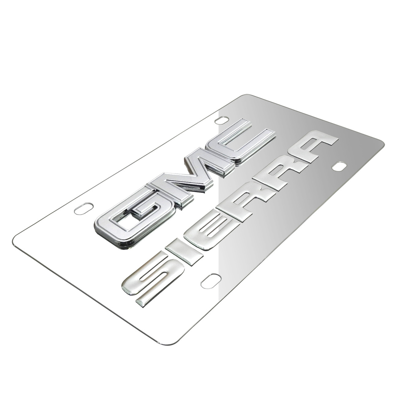 GMC Sierra Double 3d Logo Chrome Stainless Steel License Plate, Made in ...