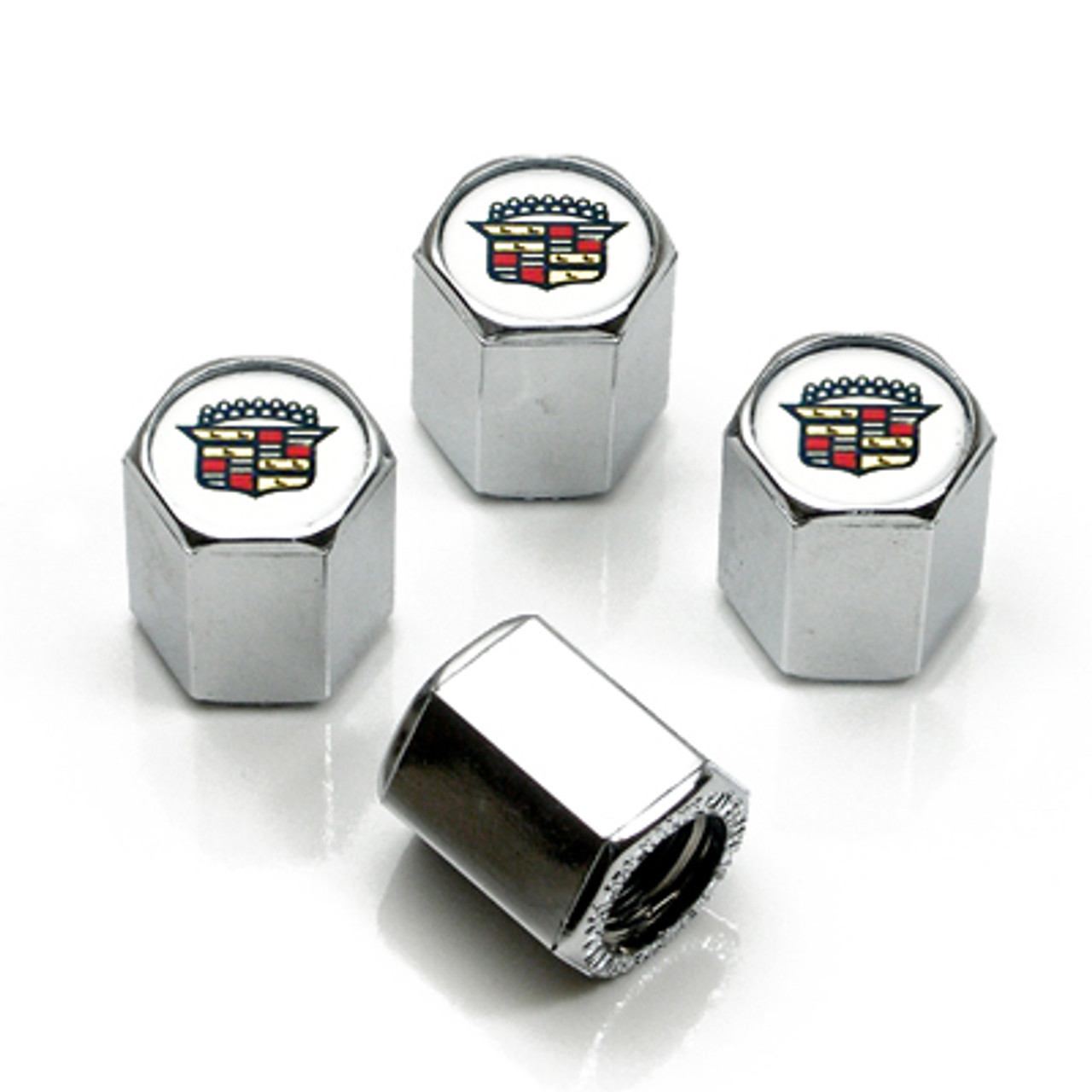 cadillac logo chrome tire stem valve caps