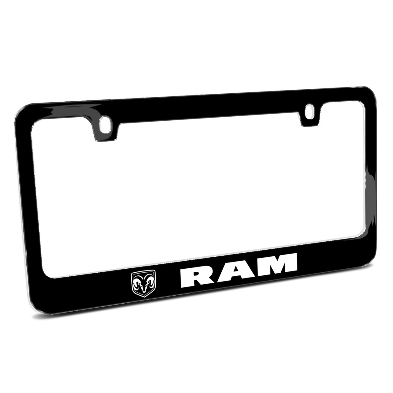DODGE RAM Logo Front Black Stainless Steel License Plate Frame 3D GENUINE 