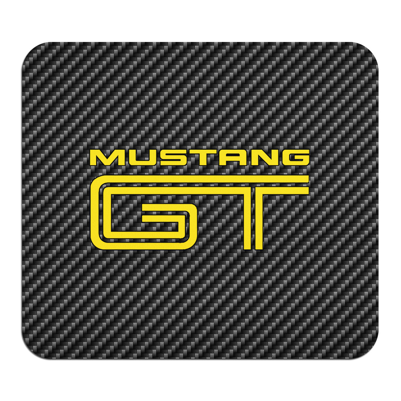 Ford Mustang GT in Yellow Black Carbon Fiber Texture Graphic PC Mouse