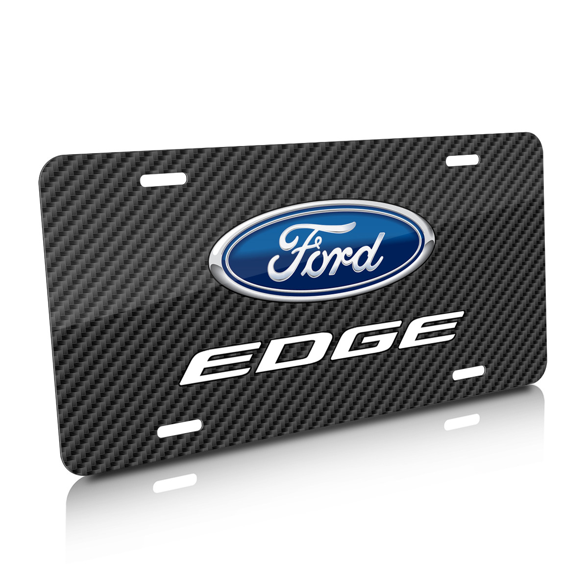 Ford Edge Black Carbon Fiber Texture Graphic UV Metal License Plate