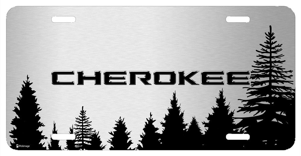 Jeep Grill 3D Logo on Logo Pattern Brushed Aluminum License Plate