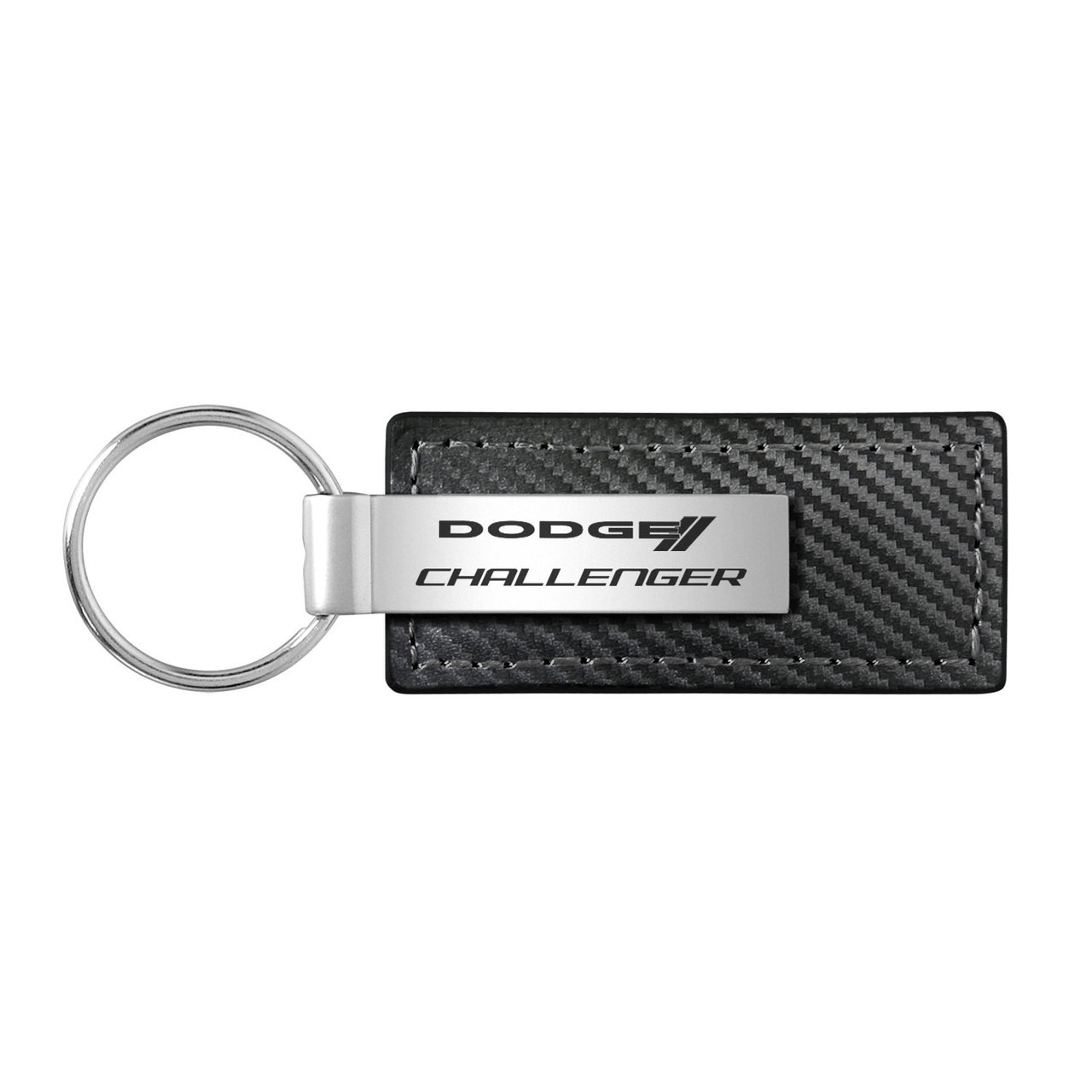 Dodge Challenger Black Carbon Fiber Texture Leather Key Chain