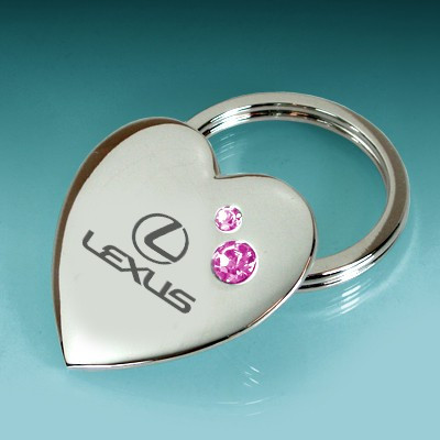 Lexus Heart Shape Pink Crystals Key Chain Car Beyond Store