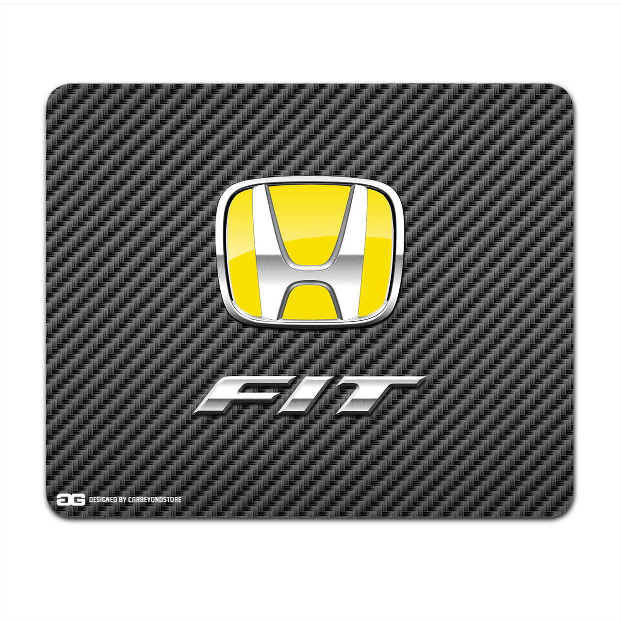 Honda Fit Yellow Logo Carbon Fiber Look Computer Mouse Pad