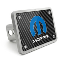 Mopar Logo UV Graphic Carbon Fiber Texture Billet Aluminum 2 inch Tow Hitch Cover