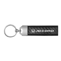 Honda Accord Real Carbon Fiber Leather Key Chain with Black Stitching