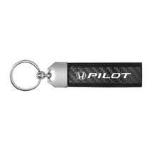 Honda Pilot Real Carbon Fiber Leather Key Chain with Black Stitching
