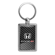 Honda Civic Si on Carbon Fiber Backing Brush Metal Key Chain