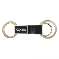 Infiniti QX30 Round Hook Leather Strip Double Ring Golden Metal Key Chain