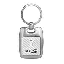 Lincoln MKS White Carbon Fiber Backing Brush Metal Key Chain