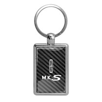 Lincoln MKS Carbon Fiber Backing Brush Rectangle Metal Key Chain