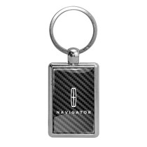 Lincoln Navigator Carbon Fiber Backing Brush Rectangle Metal Key Chain