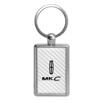 Lincoln MKC White Carbon Fiber Backing Brush Rectangle Metal Key Chain