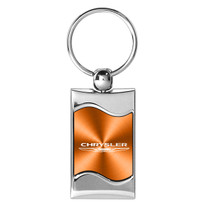 Chrysler Orange Spun Brushed Metal Key Chain, Official Licensed