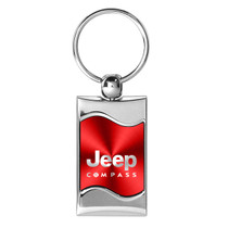 Jeep Compass Red Spun Brushed Metal Key Chain