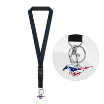 Ford Mustang in Blue Black Lanyard with US Flag Pony Charm