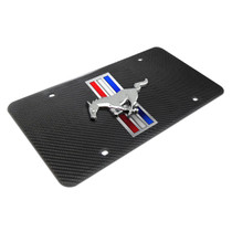 Ford Mustang 3D Logo Stripes Real Black Carbon Fiber License Plate