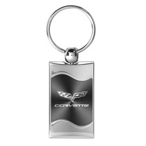 Chevrolet Corvette C6 Gray Spun Brushed Metal Key Chain