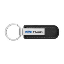 Ford Flex Silver Metal Black PU Leather Strap Key Chain