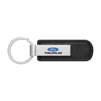 Ford Taurus Silver Metal Black PU Leather Strap Key Chain