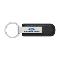 Ford Expedition Silver Metal Black PU Leather Strap Key Chain Keychain