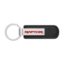 Ford F-150 Raptor 17 to 22 in Red Silver Metal Black PU Leather Strap Key Chain