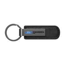 Ford F-150 2015 up Gunmetal Black Metal Plate PU Leather Strap Key Chain