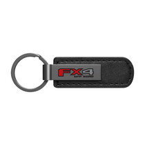 Ford FX4 Off Road Gunmetal Black Metal Plate PU Leather Strap Key Chain