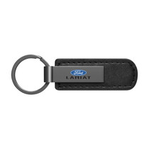 Ford F-150 Lariat Gunmetal Black Metal Plate PU Leather Strap Key Chain