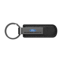 Ford Super-Duty Gunmetal Black Metal Plate PU Leather Strap Key Chain
