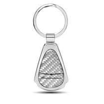 Ford Thunderbird Real Silver Dome Carbon Fiber Chrome Metal Teardrop Key Chain