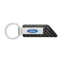 Ford Logo Carbon Fiber Texture Black PU Leather Strap Key Chain