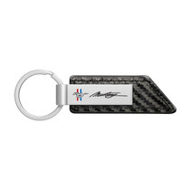 Ford Mustang Script Carbon Fiber Texture Black PU Leather Strap Key Chain