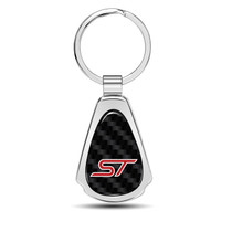 Ford Focus ST Real Black Carbon Fiber Chrome Metal Teardrop Key Chain