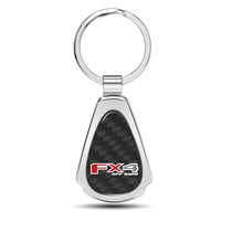 Ford F-150 FX4 Off Road Real Black Carbon Fiber Chrome Metal Teardrop Key Chain