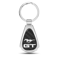 Ford Mustang GT Real Black Carbon Fiber Chrome Metal Teardrop Key Chain