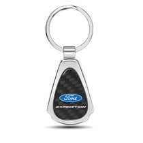 Ford Expedition Real Black Carbon Fiber Chrome Metal Teardrop Key Chain